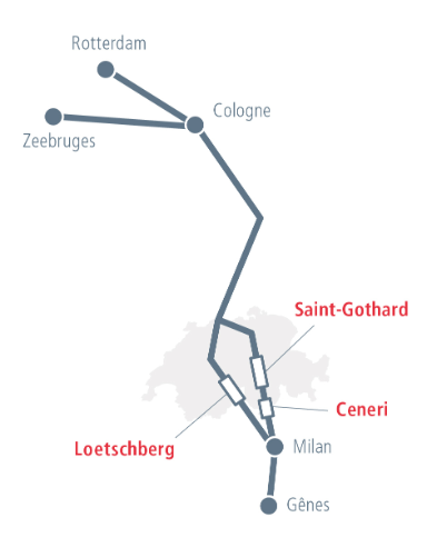 Le graphique montre les liaisons entre Rotterdam et Gênes.